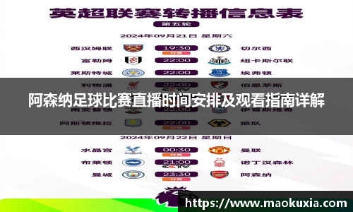 阿森纳足球比赛直播时间安排及观看指南详解